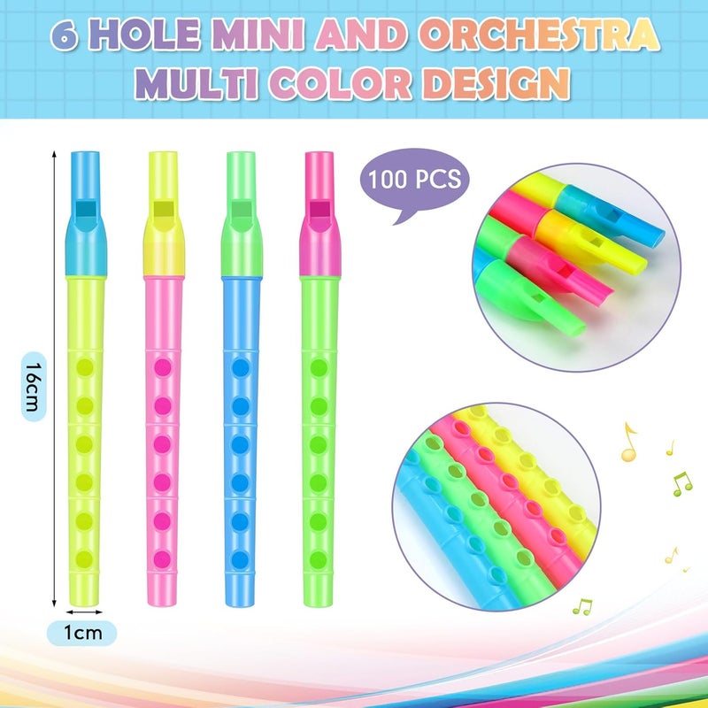 Lukmaa 100 Pcs Musical Recorder Bulk 6 Hole Plastic Recorders Kids Flute Music Instruments Descant Soprano Baroque Style Little Plastic Clarinet for Kids Student School Approved Beginner Gift - Image 2